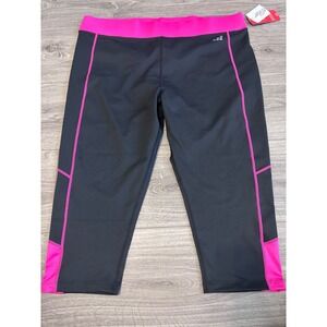 BCG Plus Women's Capri Leggings Black Pink Activewear Workout Fitness Gym New